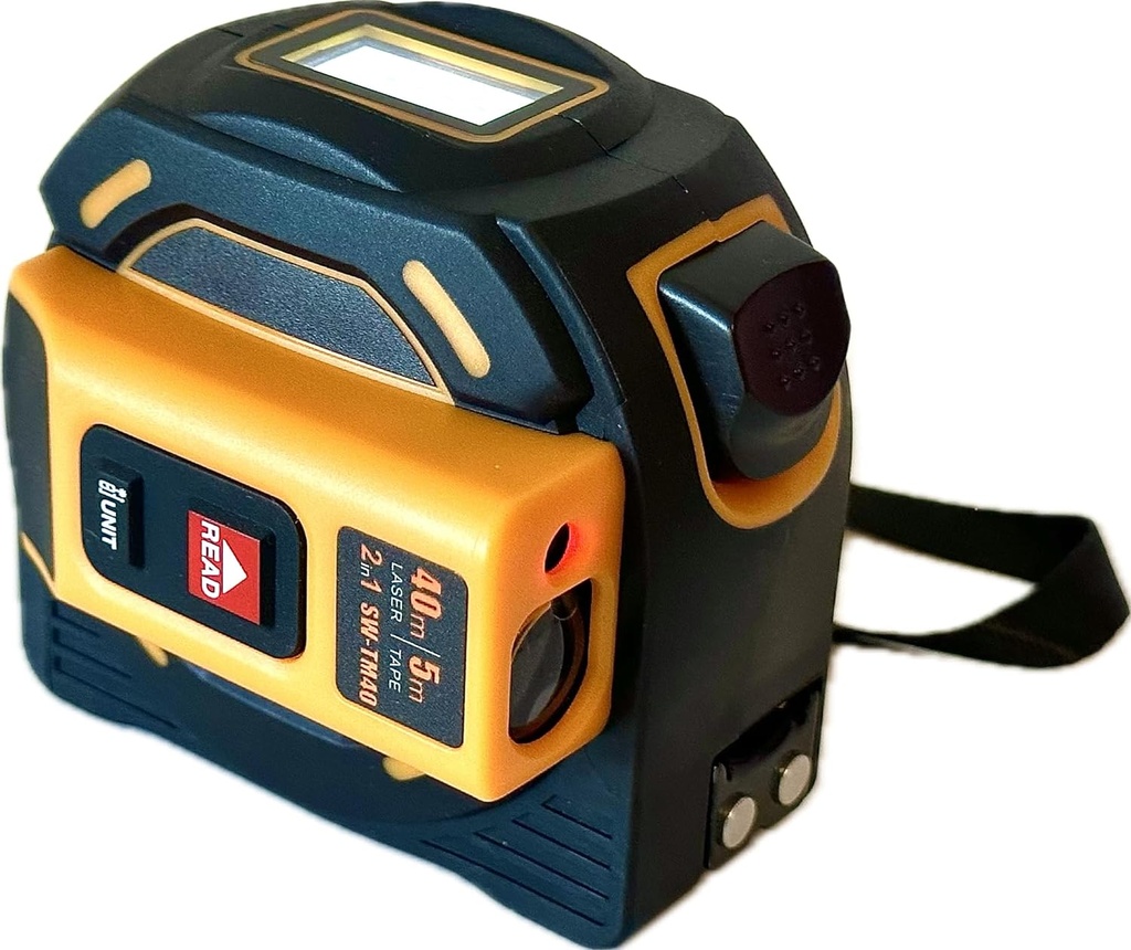 Laser Tape Measure 2-in-1, Laser Measure 131 Ft, Tape Measure 16 Ft Metric and US Units with LCD Digital Display, Movable Magnetic Hook, Unit Conversion, Sturdy Build, Consistent and Accurate